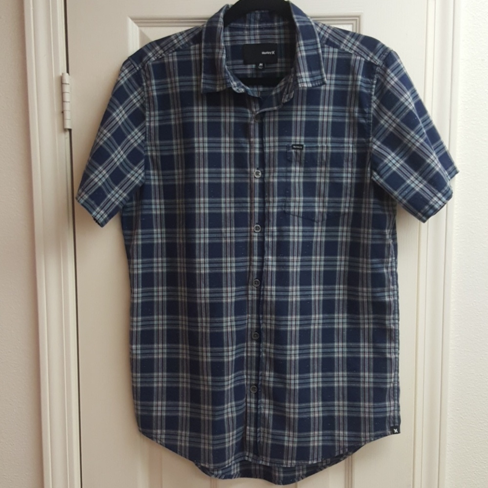 Hurley plaid collared shirt.